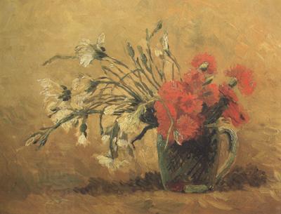 Vincent Van Gogh Vase with Red and White Carnations on Yellow Background (nn04) China oil painting art